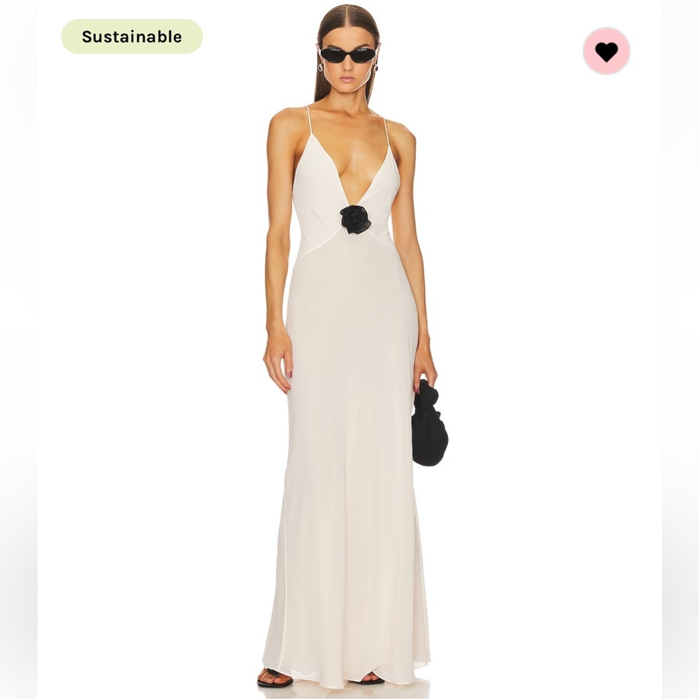 Helsa Sheer Deep V Long Slip Dress